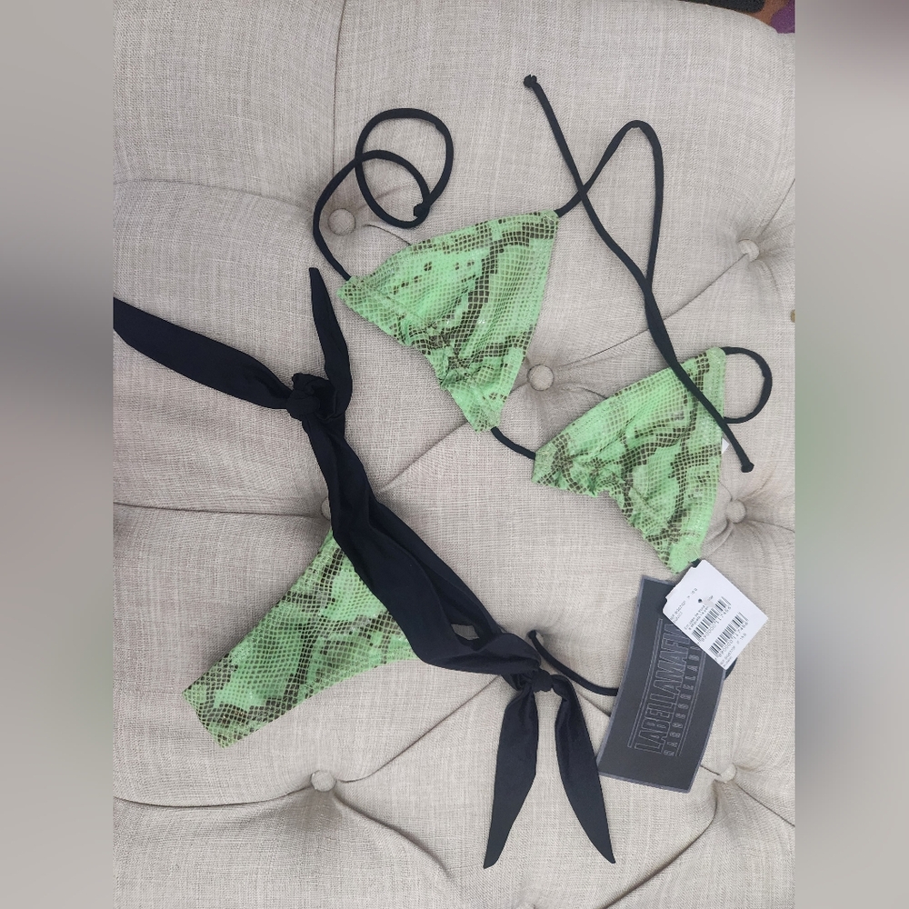 LabellaMafia Green Snake Print Bikini Set